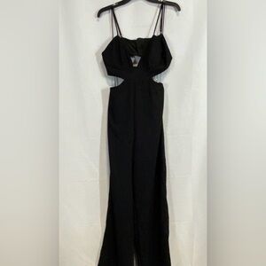 NWT. Bardot, side 10, Black Strappy Cutout Pantsuit, Retail $139